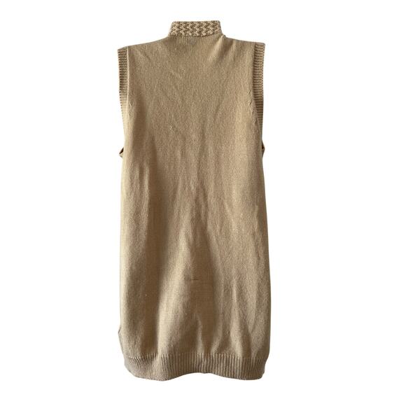 H&M Beige Knit Sweater Vest Faux Fur Trim Open Front Size XS Missing Belt - Picture 3 of 10